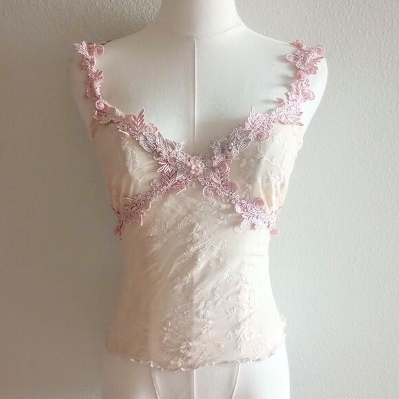 Y2K Claire Pettibone Sheer Floral Fairy Camisole - Picture 1 of 4